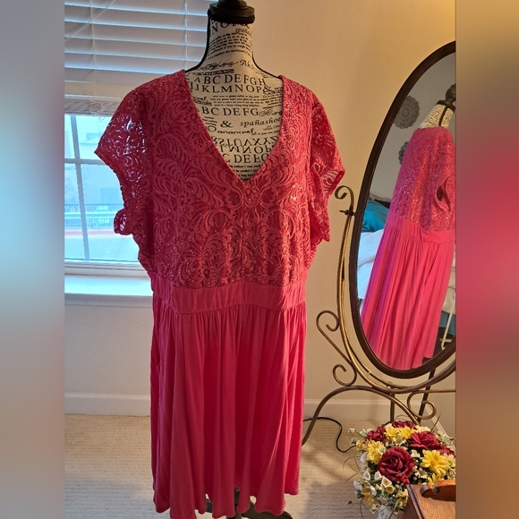 torrid Dresses & Skirts - Torrid Elegant Pink Lace Sparkle Dress Sz3